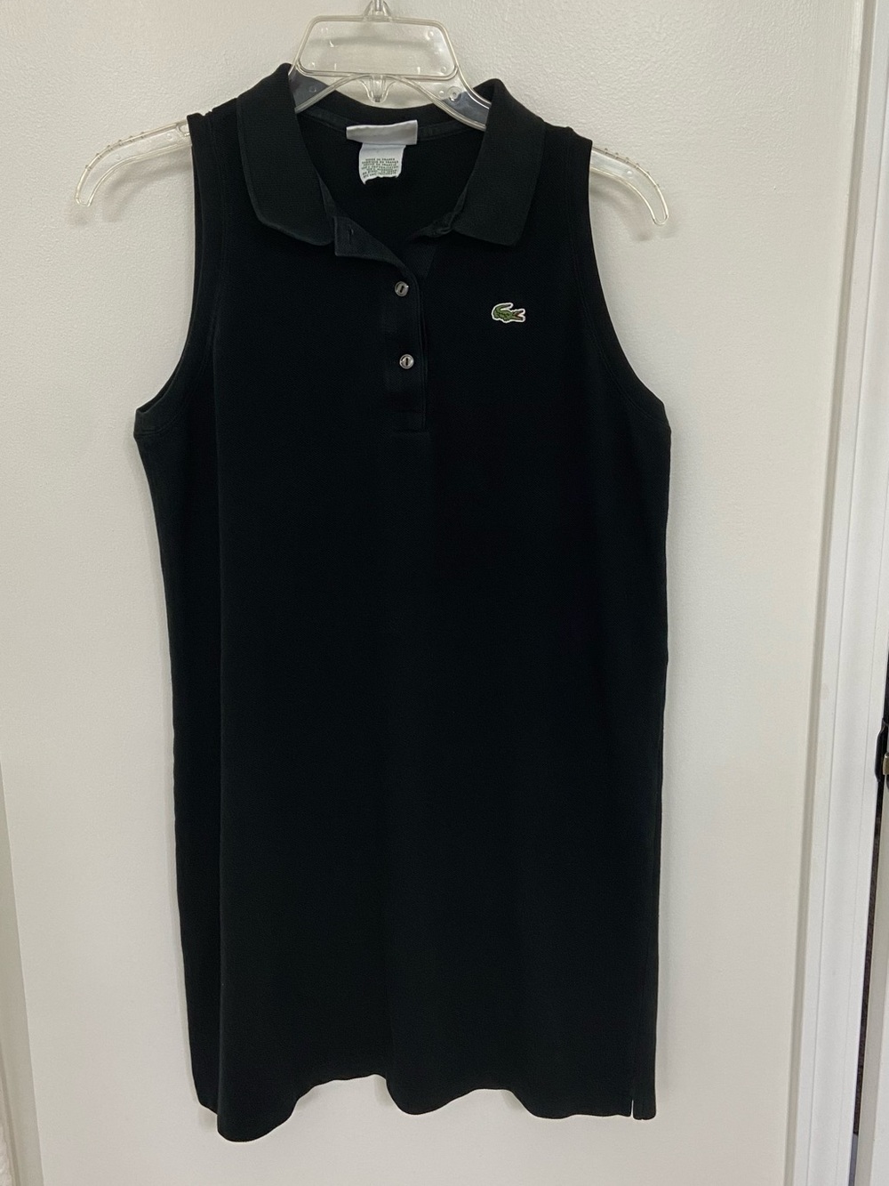 Vintage Lacoste Made in France Black Sleeveless Polo Dress Size 44 US 10/12